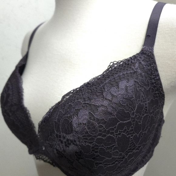 Lasenza | Elegant Lace Underwire Bra - Dark Purple 34DD - Picture 3 of 9